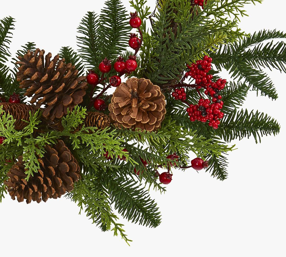 Mixed Pine &amp; Cedar Wreath With Berries | Pottery Barn (US)