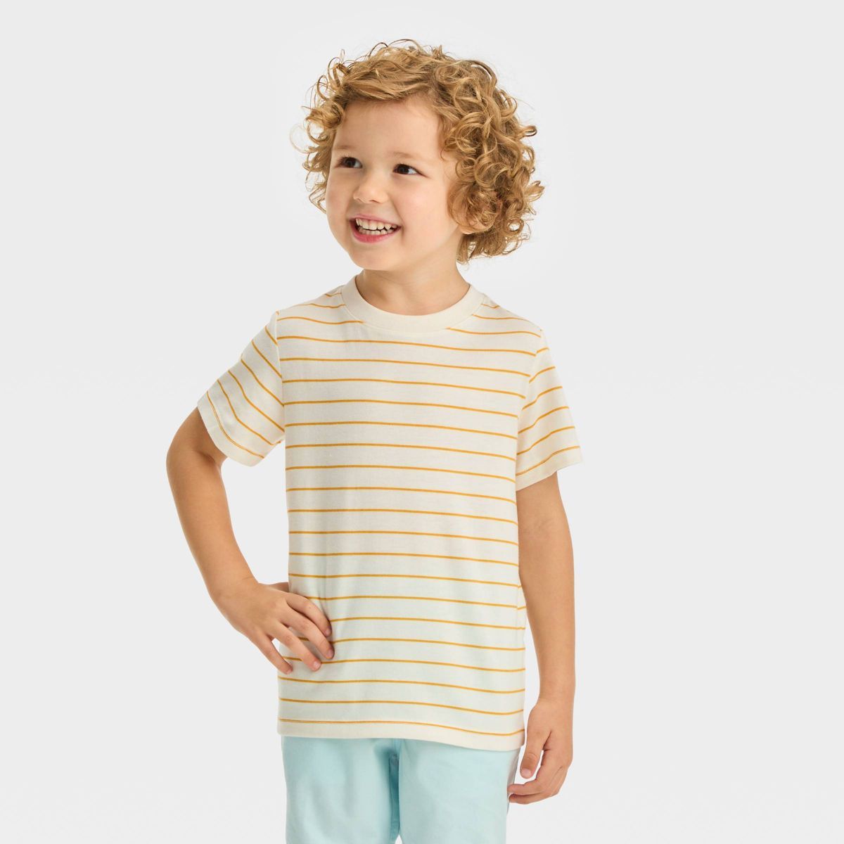 Toddler Boys' Short Sleeve Jersey Knit T-Shirt - Cat & Jack™ Mustard Yellow 3T | Target