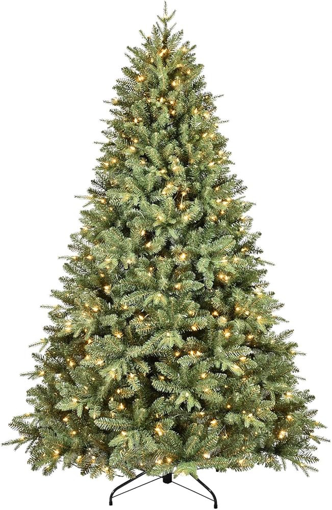 7.5 FT Prelit Christmas Tree with 550 Warm White Lights, 2359 PE&PVC Mixed Branch Tips, Hinged Pr... | Amazon (US)