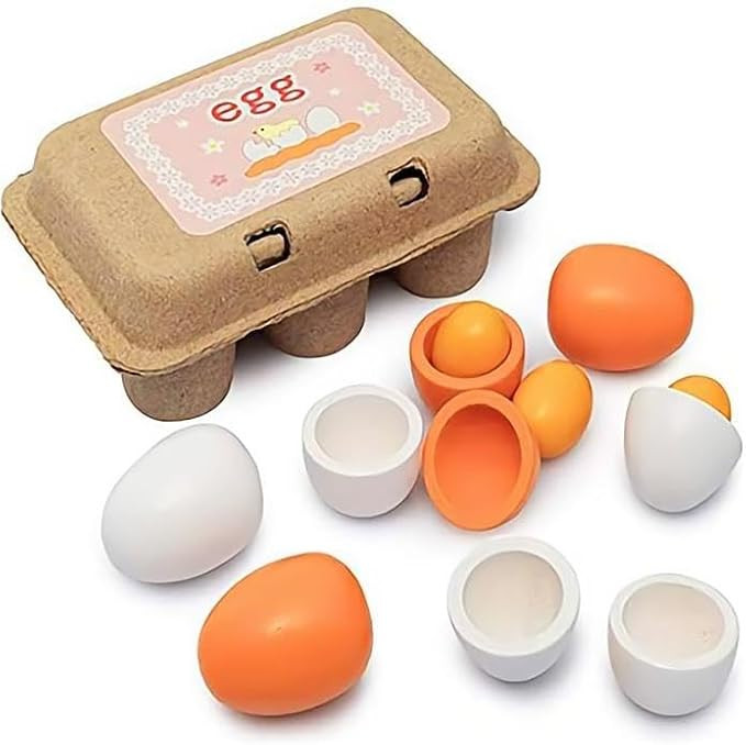 Sportsvoutdoors 6PCS Egg Kitchen Toys, Wooden Toy Food, Kids Play Food Cooking DIY Kitchen Preten... | Amazon (US)