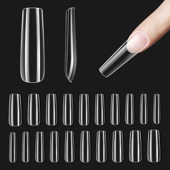 Beetles Gel Nail Kit Gel Nail Tips, 500Pcs Pre-shaped Long Square Gelly Tips Clear Press on Nail ... | Amazon (US)