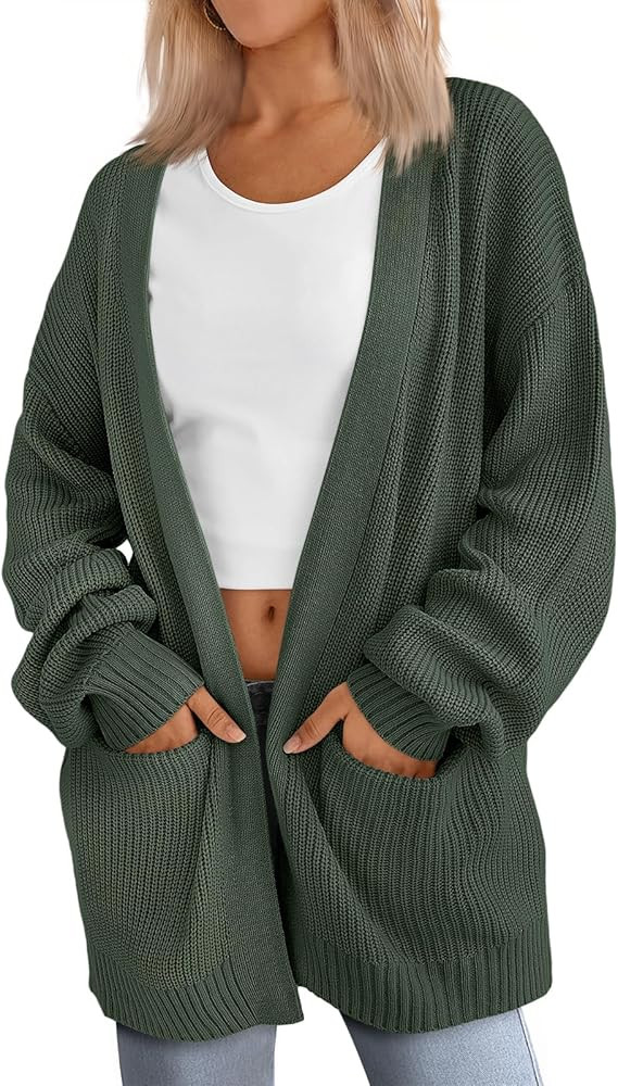 LILLUSORY Womens Oversized Cardigans Soft Knit Cardigan Sweater with Pockets | Amazon (US)