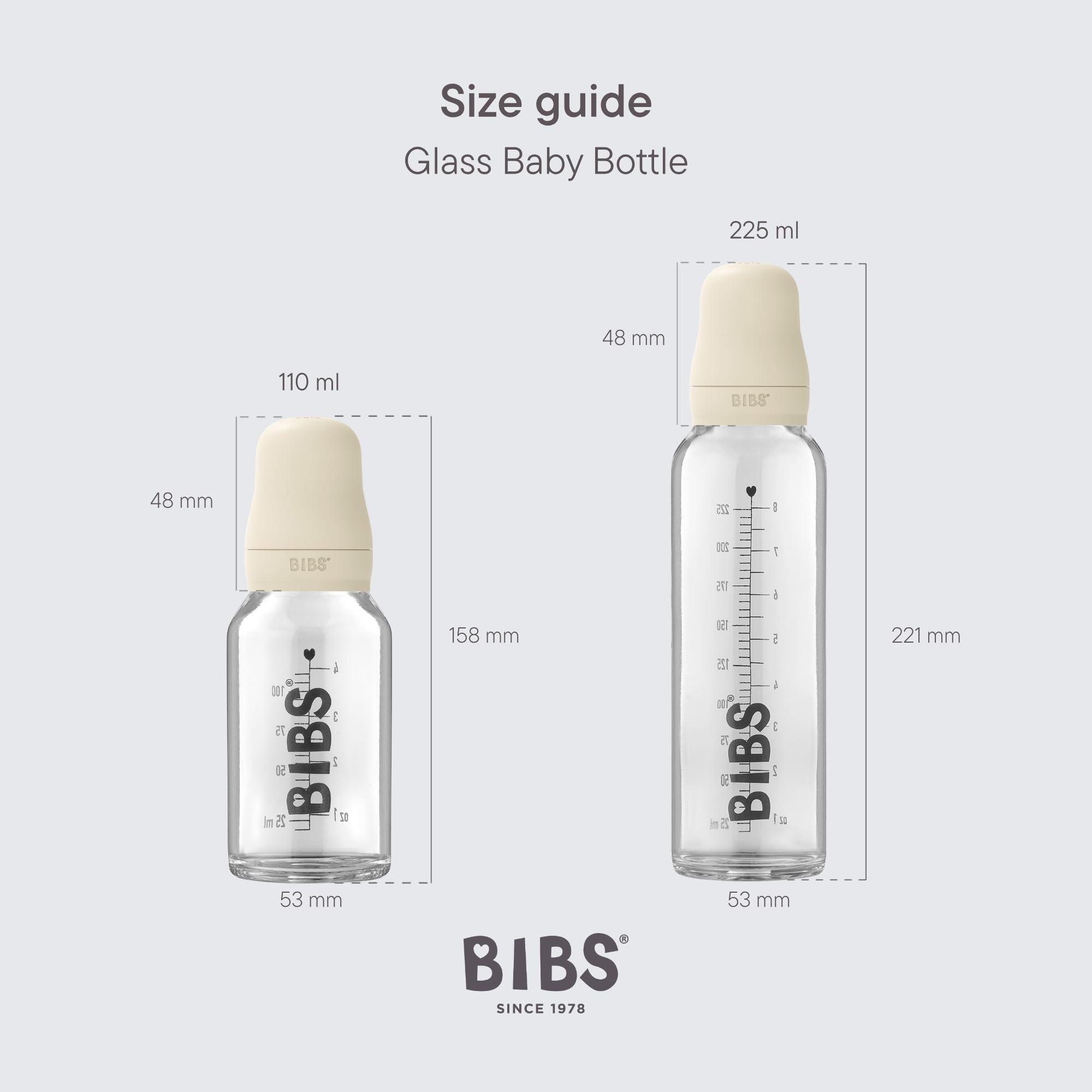 BIBS Baby Glass Bottle Complete Set 110 ml | BPA Free Natural Rubber | Made in Denmark | Ivory | Amazon (US)