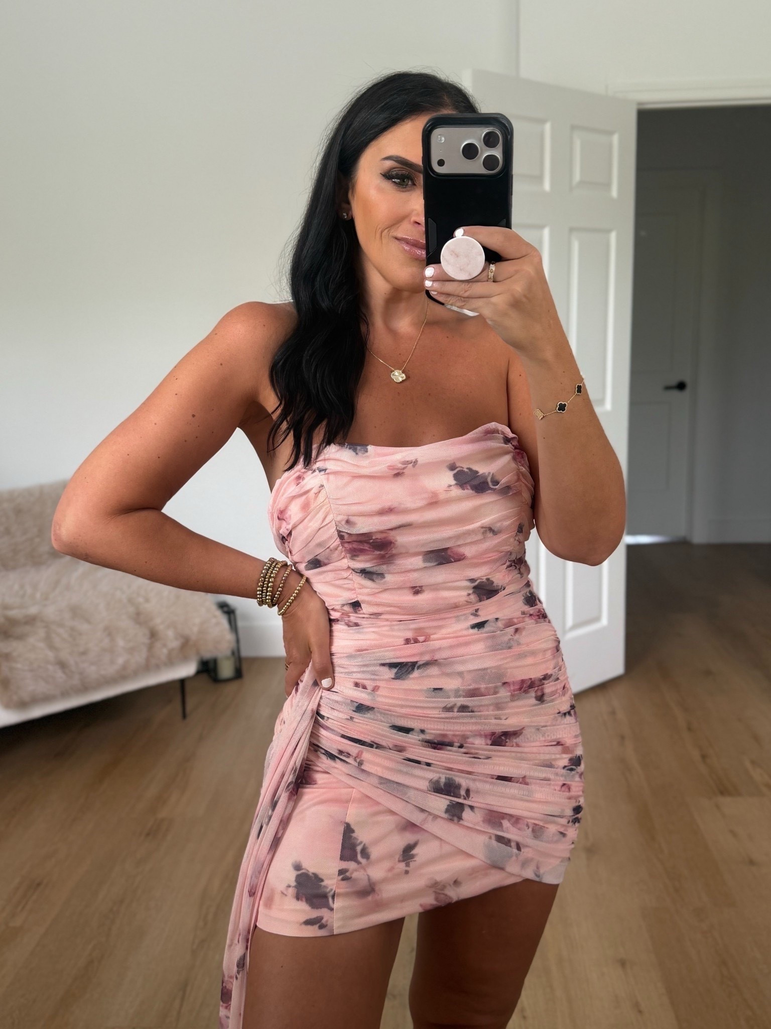 LULUS Kayla Mesh Mini Dress wearing size small 