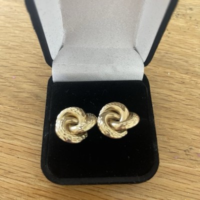 Vintage 14k Gold Love Knot Pierced Earrings 2.8g  5/8" Open Work Stunning | eBay US