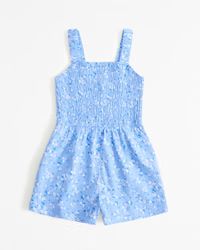 girls linen-blend smocked romper | girls new arrivals | Abercrombie.com | Abercrombie & Fitch (US)