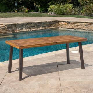 DellaTeak Finish Rectangle Wood Outdoor Dining Table | The Home Depot