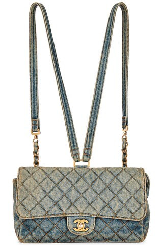 Chanel Denim Vintage Flap Backpack in Denim-Light | FWRD 