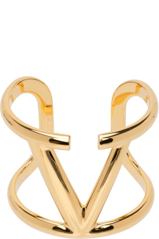 Gold VLogo Signature Cuff Bracelet | SSENSE