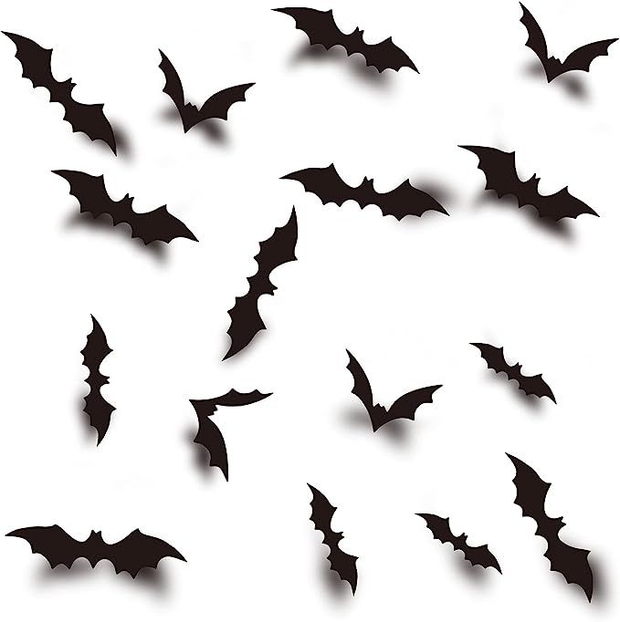 84PCS Halloween 3D Bats Decoration 2021 Upgraded, 4 Different Sizes Realistic PVC Scary Black Bat... | Amazon (US)