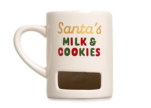 Pearhead Santa's Milk & Cookies Christmas Mug, Holiday Novelty Coffee Mug with Slot for Cookies, Holiday Home Décor, Microwave And Dishwasher Safe, Santa’s Milk & Cookies Mug, 9 Oz | Amazon (US)