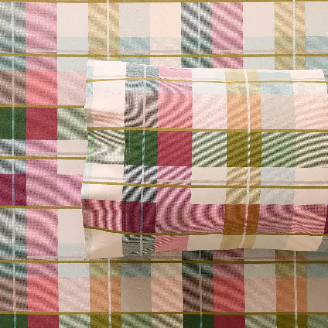 Madison Flannelette Sheet Set - Green/Berry | Bed Bath N' Table