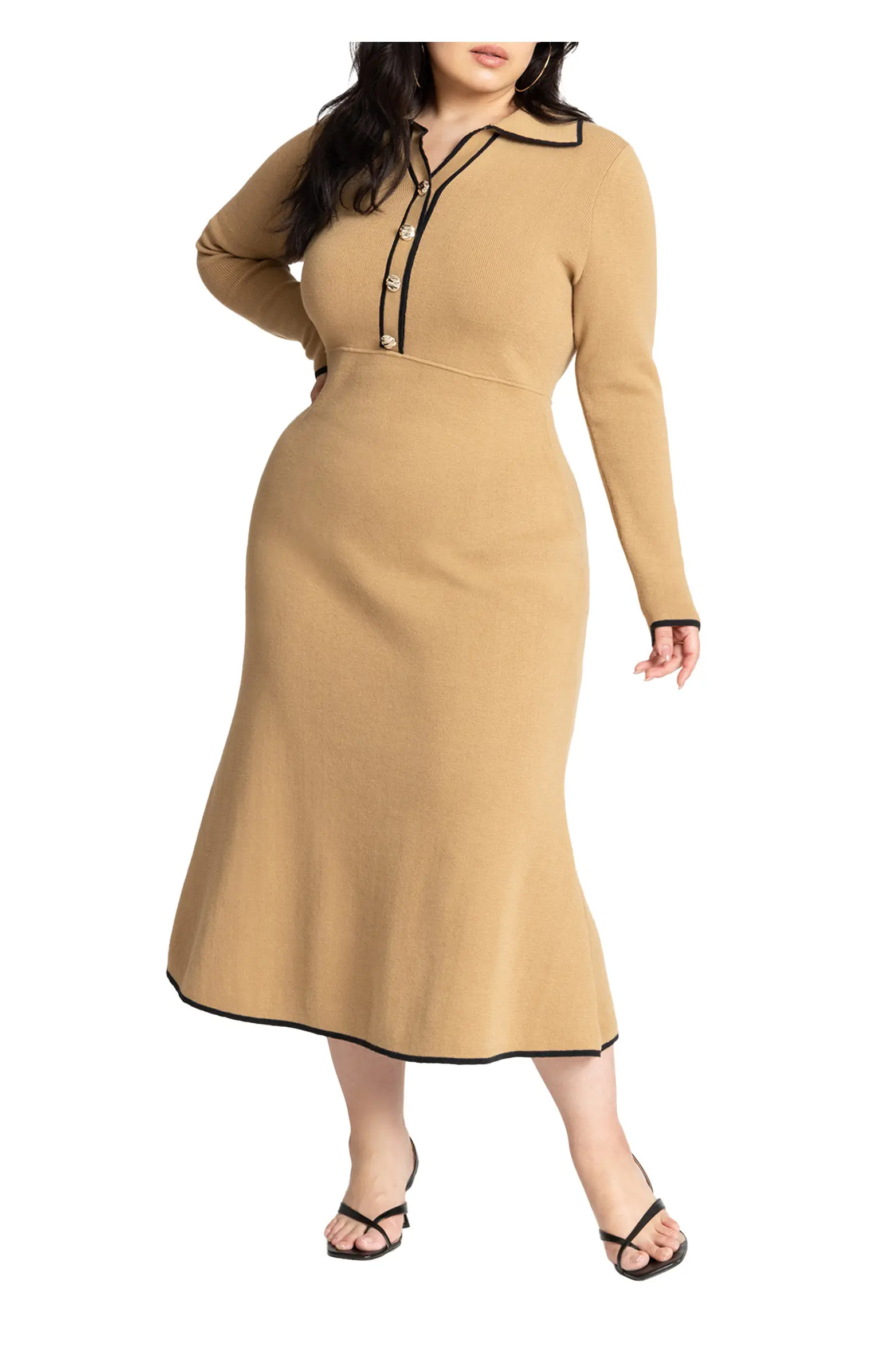 ELOQUII Ribbed Sweater Dress With Collar | Nordstrom | Nordstrom