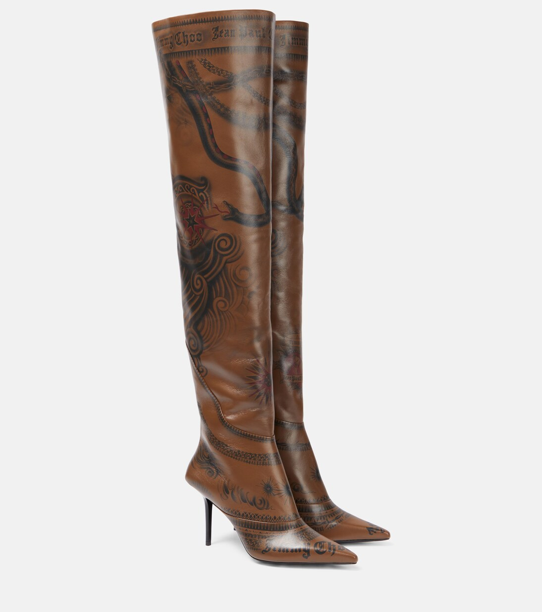 x Jean Paul Gaultier Tattoo leather over-the-knee boots | Mytheresa (US/CA)