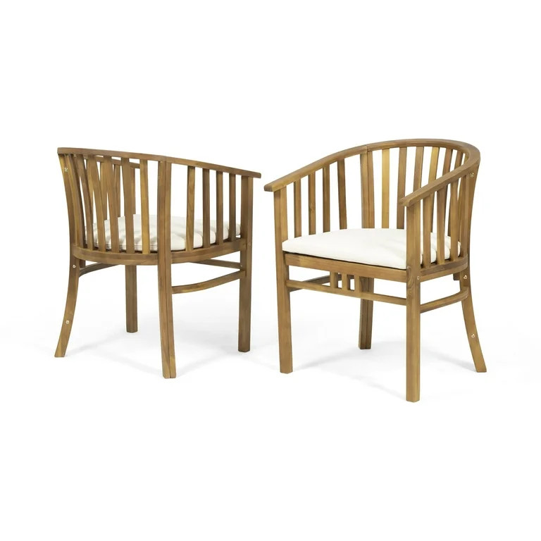 Nola Outdoor Wooden Dining Chairs with Cushions (Set of 2) | Walmart (US)