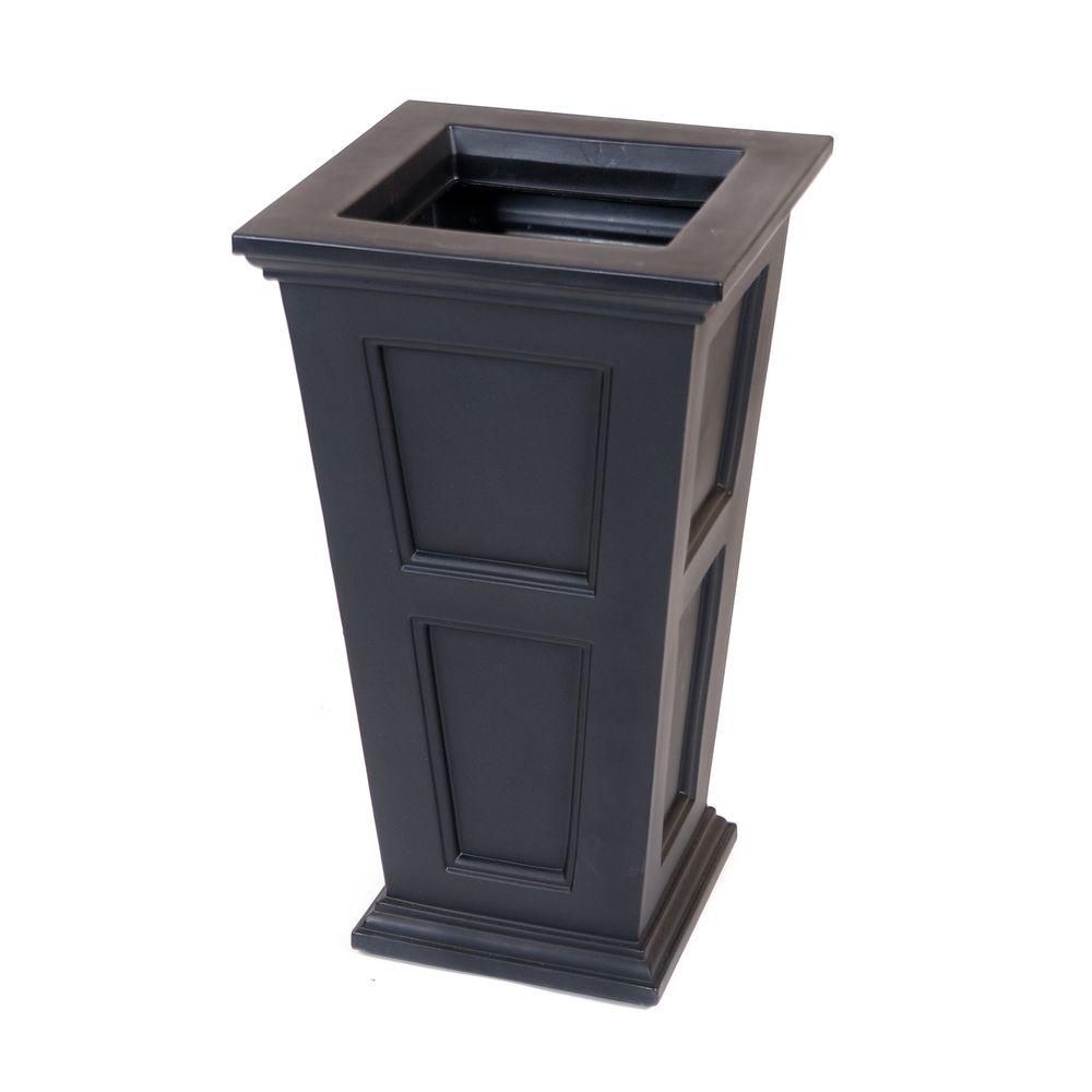 Mayne Fairfield 16 in. Square Black Plastic Column Planter-5829B - The Home Depot | The Home Depot