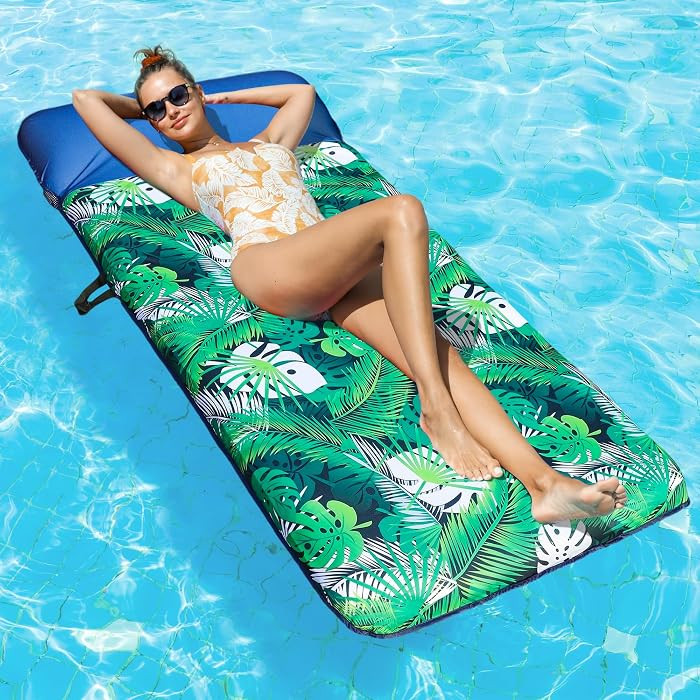 Oversized Pool Float Lounge, 72" X 37" Extra Large Fabric-Covered Pool Floats for Adults, Inflata... | Amazon (US)