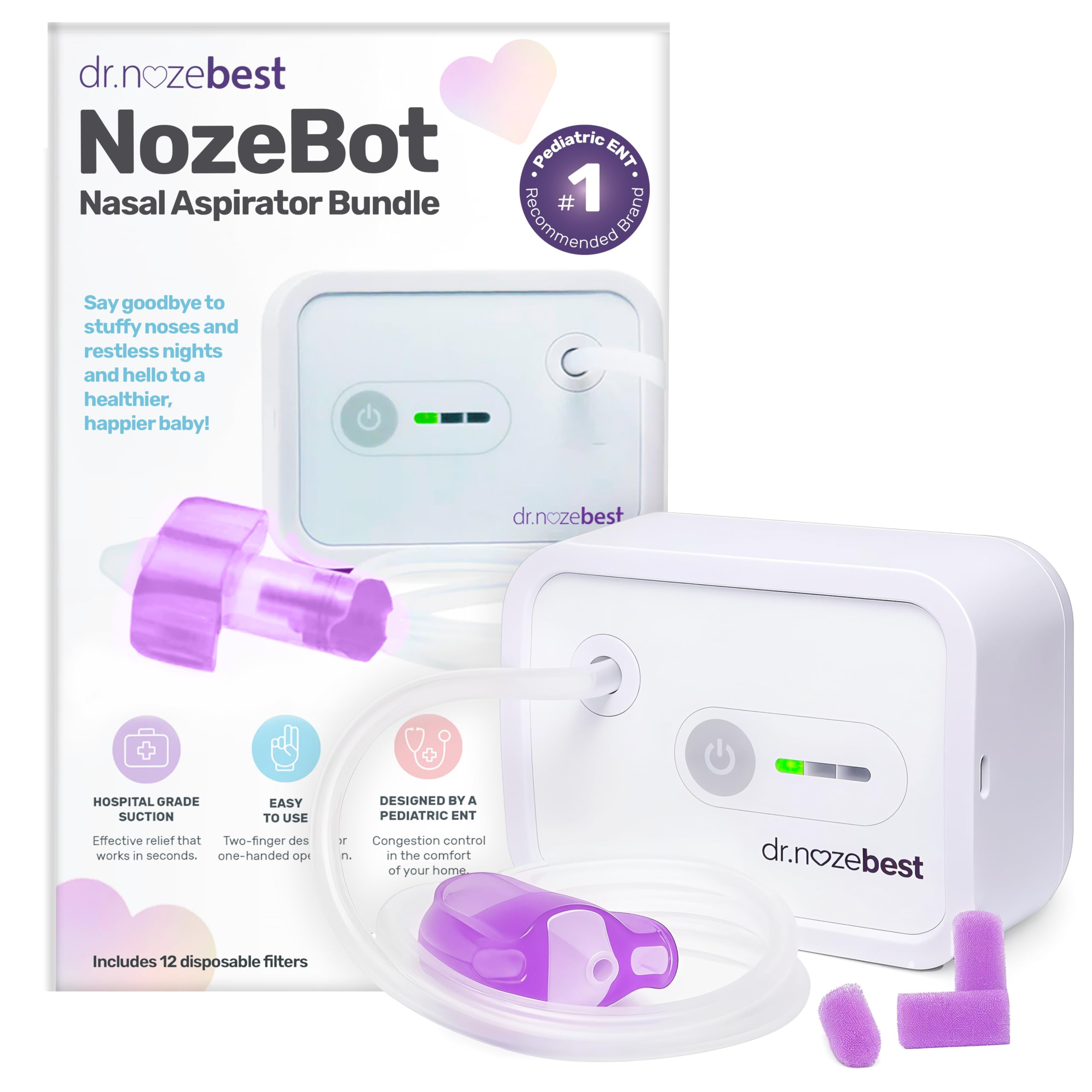 Dr. Noze Best NozeBot Electric Baby Nasal Aspirator - Designed by a Pediatric ENT for Safe, Gentl... | Amazon (US)