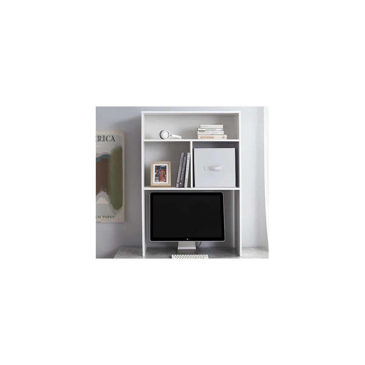 Yak About It - Extra Depth Cube Desk Bookshelf - White | Wayfair North America
