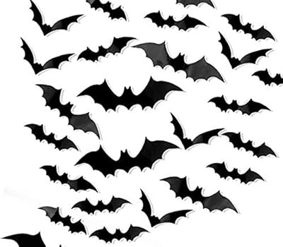 120PCS/4SIZE 3D Bats Sticker Halloween Party Supplies Reusable Decorative Scary Wall Decal for Home  | Amazon (US)