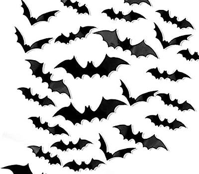 120PCS/4SIZE 3D Bats Sticker Halloween Party Supplies Reusable Decorative Scary Wall Decal for Home  | Amazon (US)