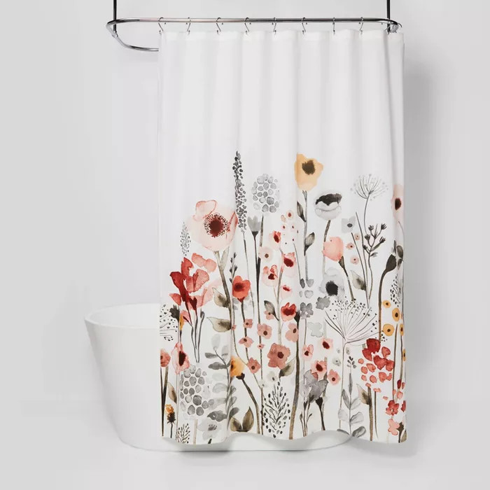 Floral Wave Shower Curtain White - Threshold™ | Target
