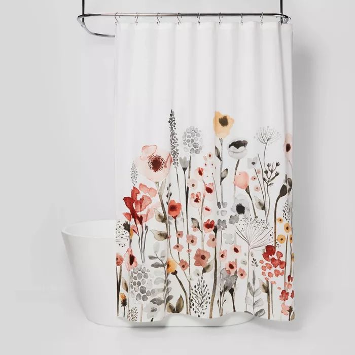 Floral Wave Shower Curtain White - Threshold™ | Target