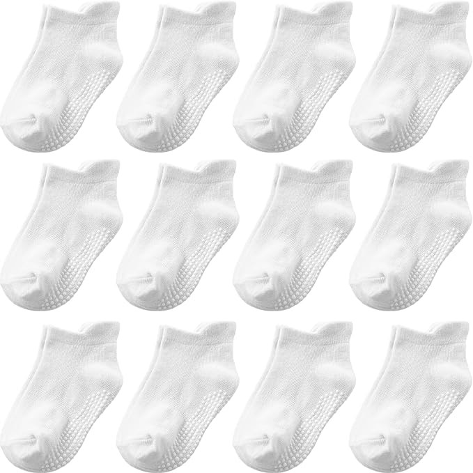 Baby Toddler Socks Grip Non Slip Boys Girls Cotton 12 Pack for Kids Ankle Cute Socks 6M-7Years | Amazon (US)