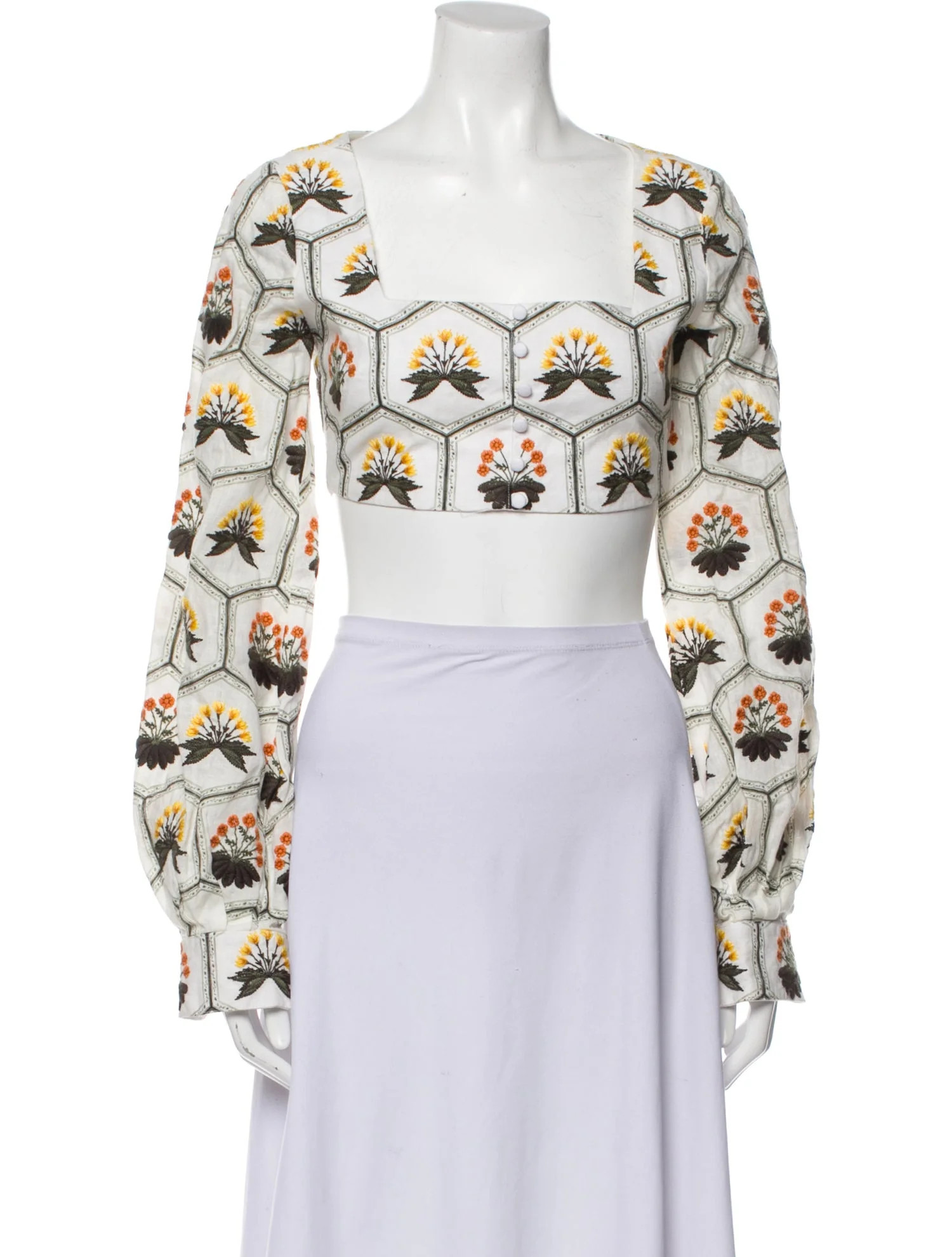 Printed Square Neckline Crop Top w/ Tags | The RealReal