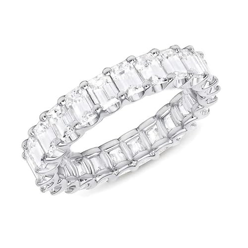 Cubic Zirconia Ring for Women, Emerald Cut Cubic Zirconia Eternity Ring, Fashion Wedding Band Sty... | Amazon (US)
