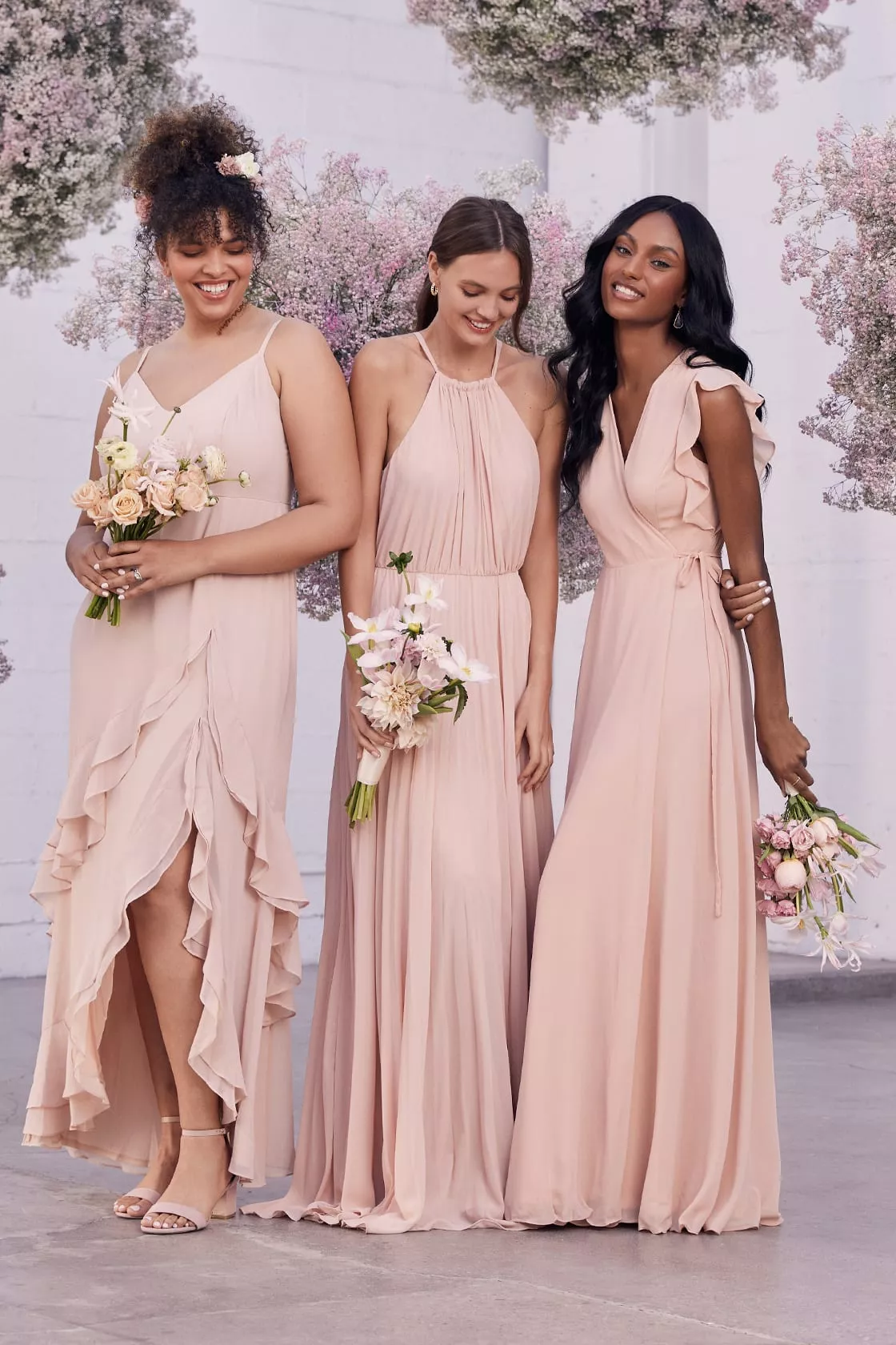 Crescendo blush 2025 wrap maxi dress