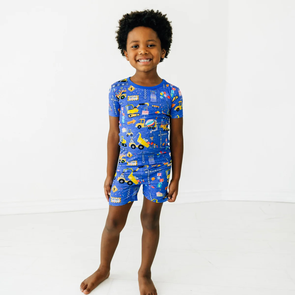 Birthday Builders Two-Piece Short Sleeve & Shorts Pajama Set | Little Sleepies
