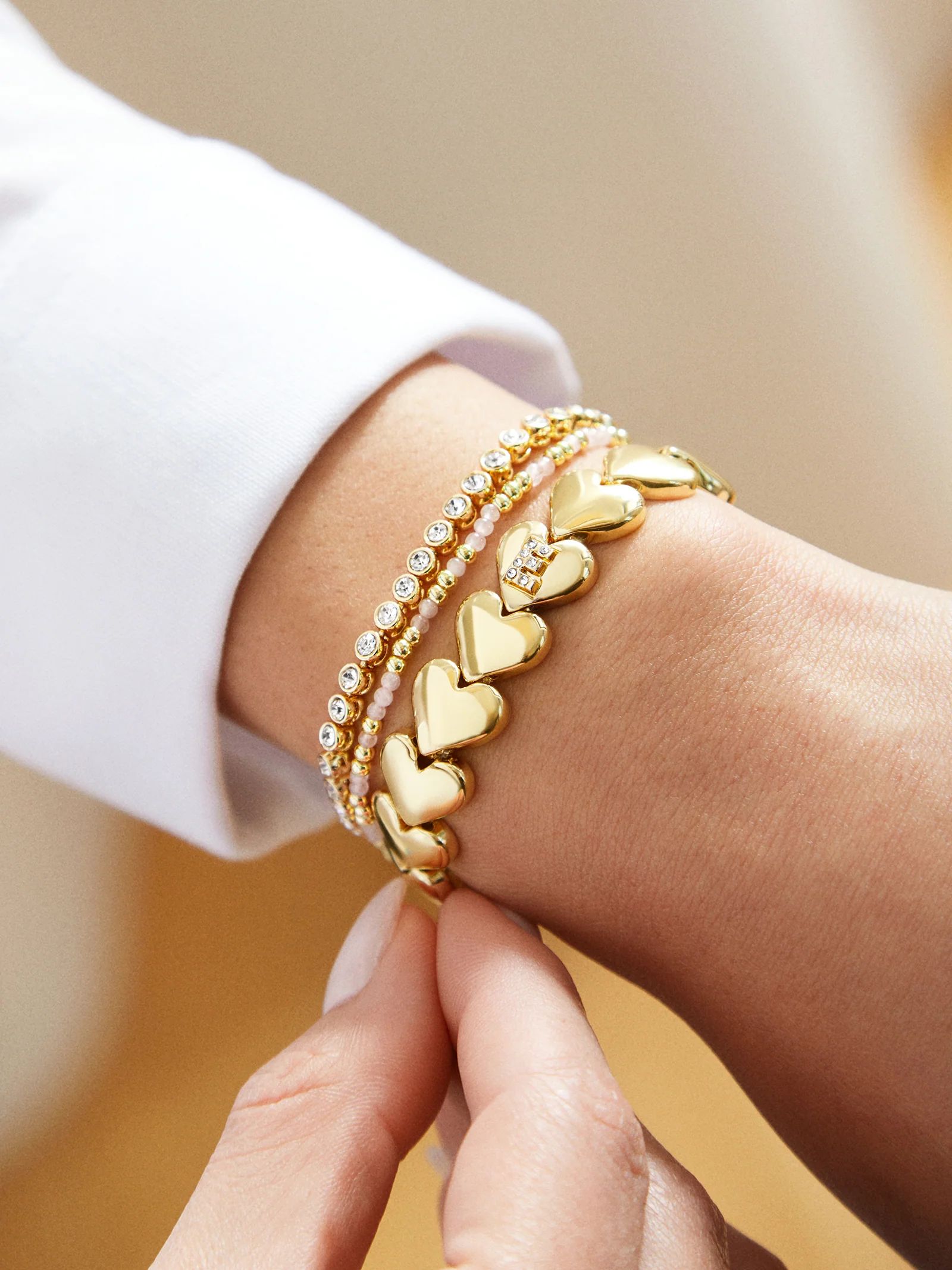 Caroline Initial Bracelet - Clear/Gold | BaubleBar (US)