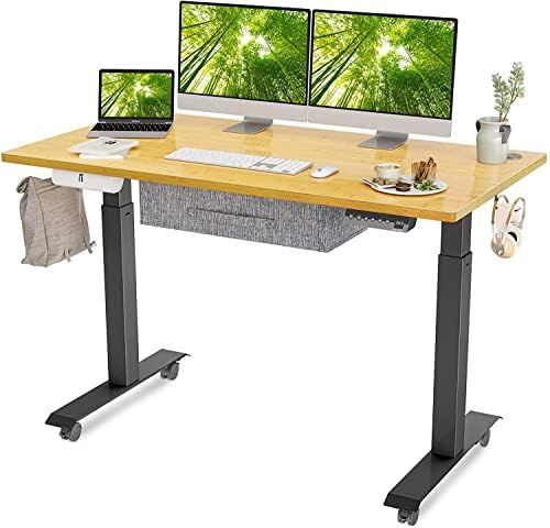 BANTI Adjustable Height Standing Desk with Drawers, 55x24 Inches Electric Stand Up Desk, Sit Stand H | Amazon (US)