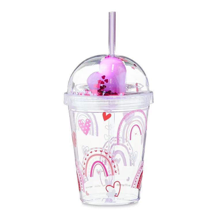 Valentine’s Day Light-Up Purple Rainbows Cup with Straw, Ages 3+, by Way To Celebrate | Walmart (US)