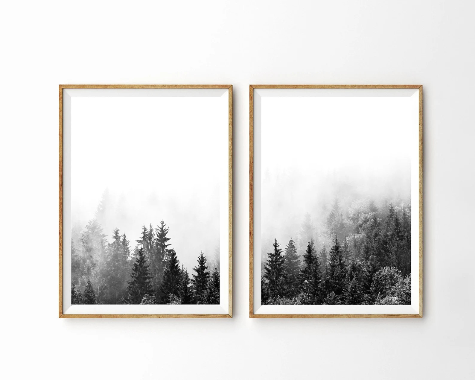 Forest Print Set of 2 Modern Wall Art Minimalist Decor Black and White 2 Piece Landscape Photogra... | Etsy (US)