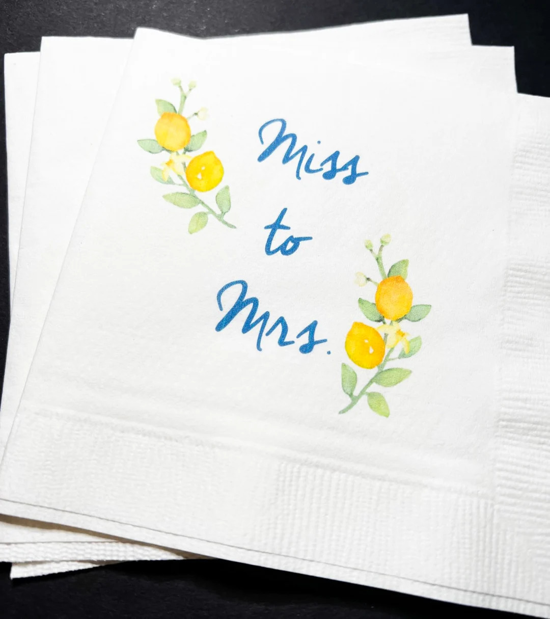 Lemon Miss to Mrs Bridal Shower Spring Blue Yellow Summer Shower Cocktail, Luncheon or Dinner Nap... | Etsy (US)