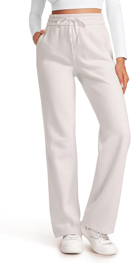 CRZ YOGA Cotton Fleece Lined Sweatpants Women 30" Straight Leg Casual Lounge Sweat Pants for Wome... | Amazon (US)
