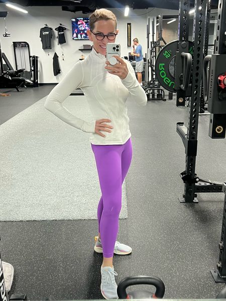Back in the gym with my favorite leggings and jacket!💜🤍
I just LOVE the fit of both and have worn forever!

#LTKunder100 #LTKstyletip #LTKfit