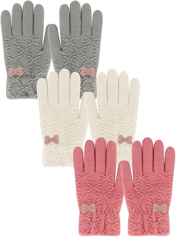 Winter Gloves for Toddler Kids - 3 Pairs Boys Girls Soft Warm Wool Lined Gloves Full Finger Child... | Amazon (US)