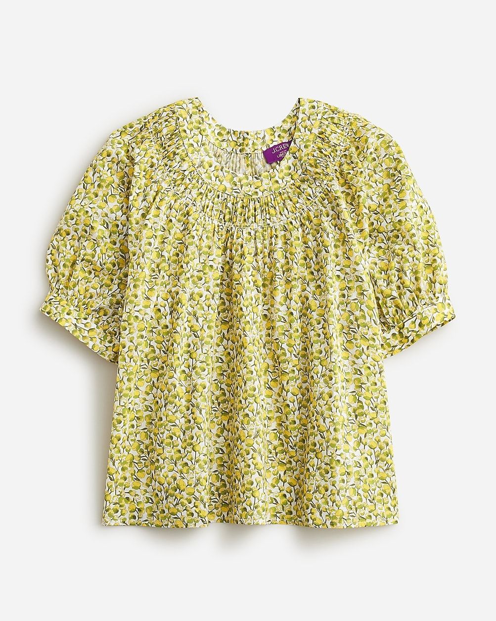 High-neck puff-sleeve top in Liberty® Eliza's Yellow fabric | J.Crew US