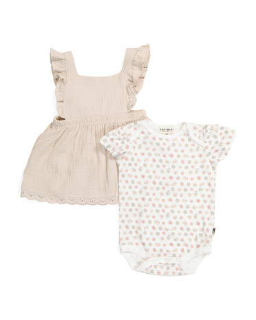 Infant Girl Floral Gauze Dress With Headband | TJ Maxx
