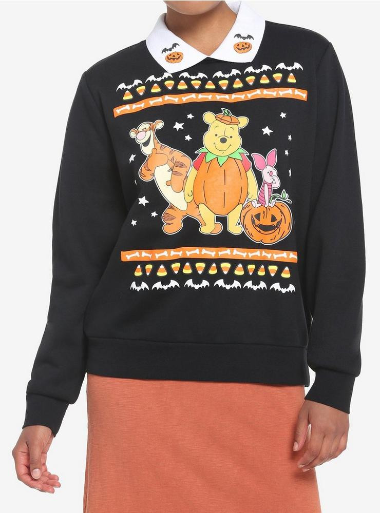 Her Universe Disney Halloween Winnie The Pooh & Friends Collared Girls Sweatshirt | Hot Topic