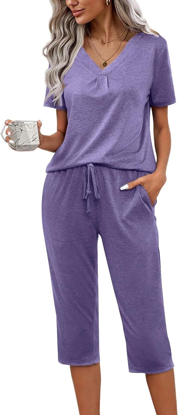 difficort Women's Pajama Sets Long Sleeve Lounge Sets Pjs Sleepwear with Pockets       Send to Lo... | Amazon (US)