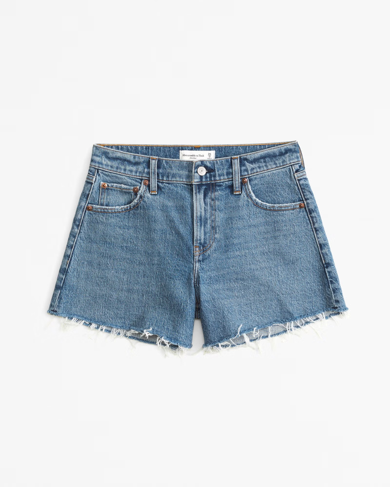 Abercrombie & Fitch Women's Mid Rise A-Line Short in Medium Destroy - Size 36 | Abercrombie & Fitch (US)