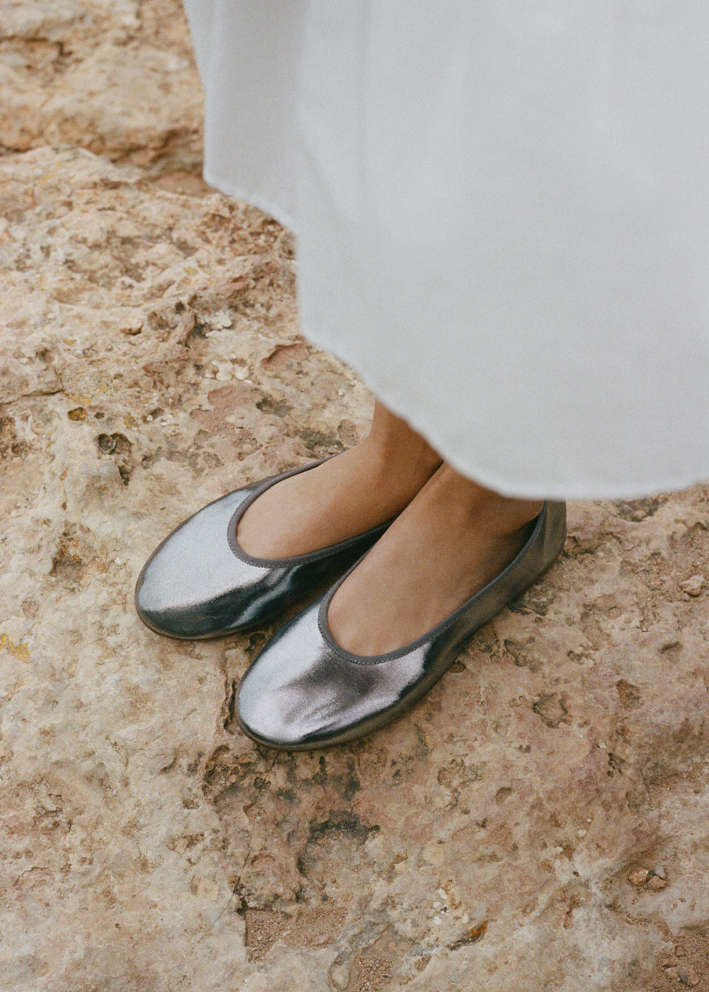 Metallic ballet flats dark silver - Woman - 6½ - MANGO | Mango (US/MX/AU)