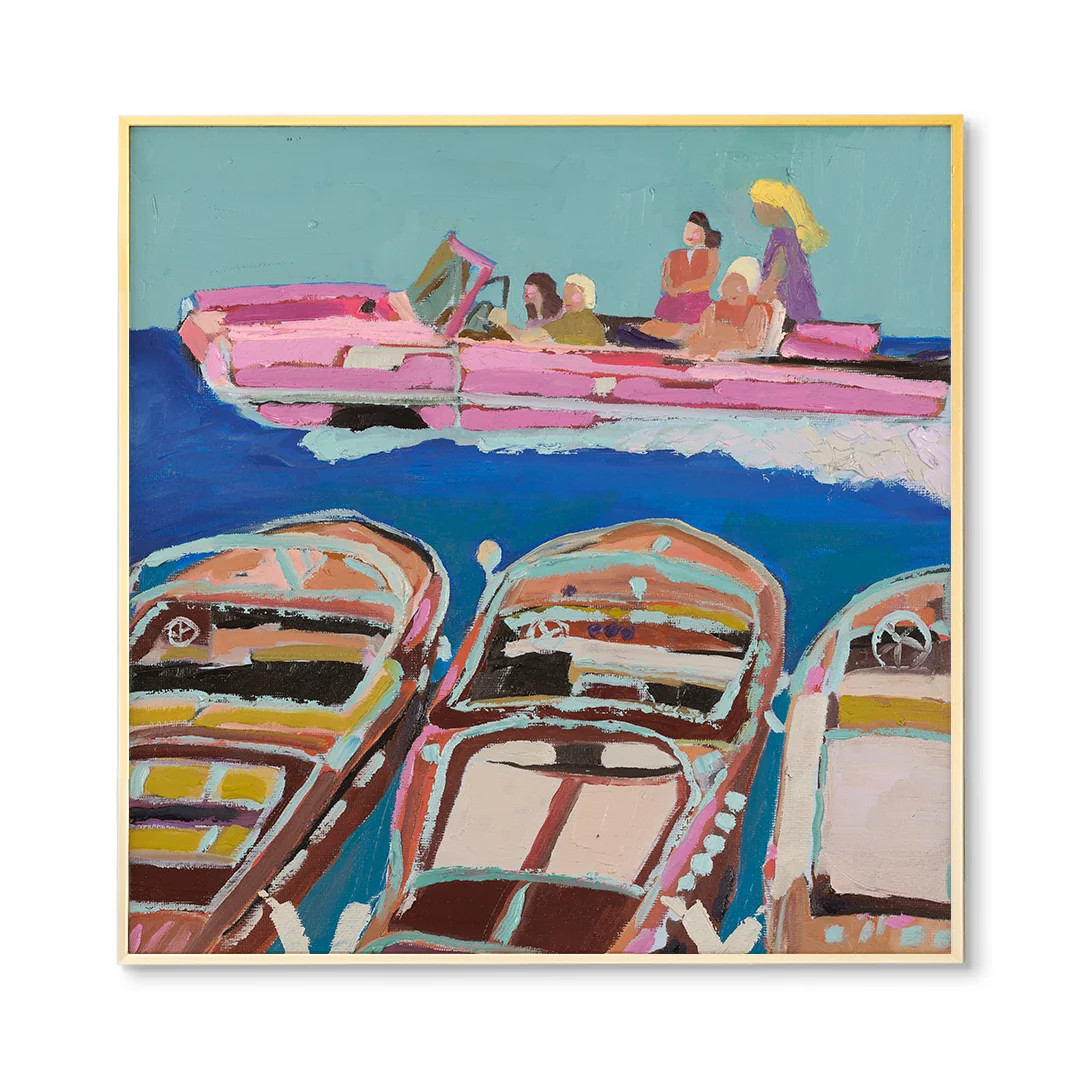 Yes! by Abbey Mueller | Pink Boat Coastal Art Print | Urban Garden Prints