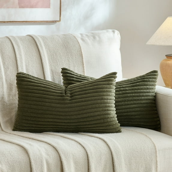 Fancy Homi 2 Pcs Olive Green Decorative Throw Pillow Cover 12x20 Inch for Couch Bed Chair, Aesthe... | Walmart (US)