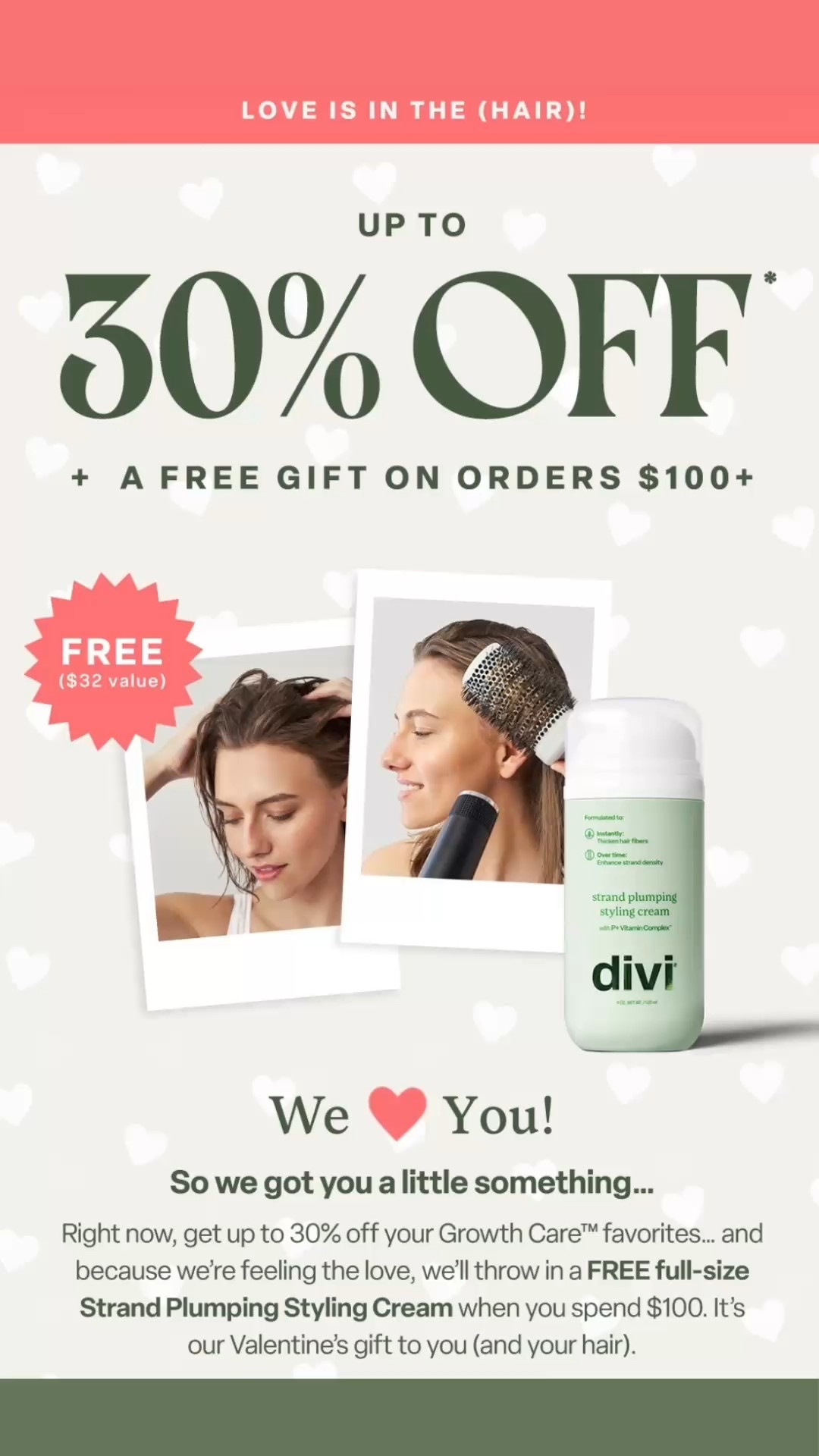 Healthy, fuller-looking hair starts with the right routine 💚

Divi is running a Valentine’s sale — up to 30% off + a FREE full-size styling cream with $100 purchase 😍

Such a good time to restock or finally try their growth products!
Shop it through my LTK 💕

#LTKValentine #LTKBeauty #LTKSaleAlert