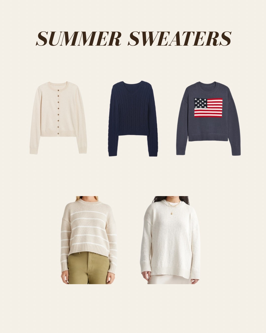 My favorite sweaters for summer! These are so lightweight and comfy! The key to a good sweater for summer is paying attention to the fabric content! 100% cotton is my go-to for a breathable sweater! 

#LTKSummerEdit #LTKFindsUnder50 #LTKSeasonal